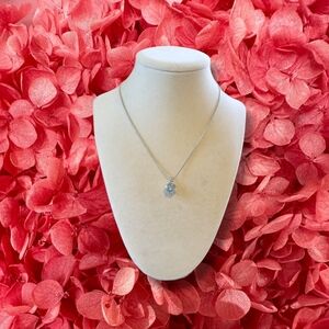 NWOT Elegant Silver Tone Simulated Solitaire Crystal Pendant Necklace